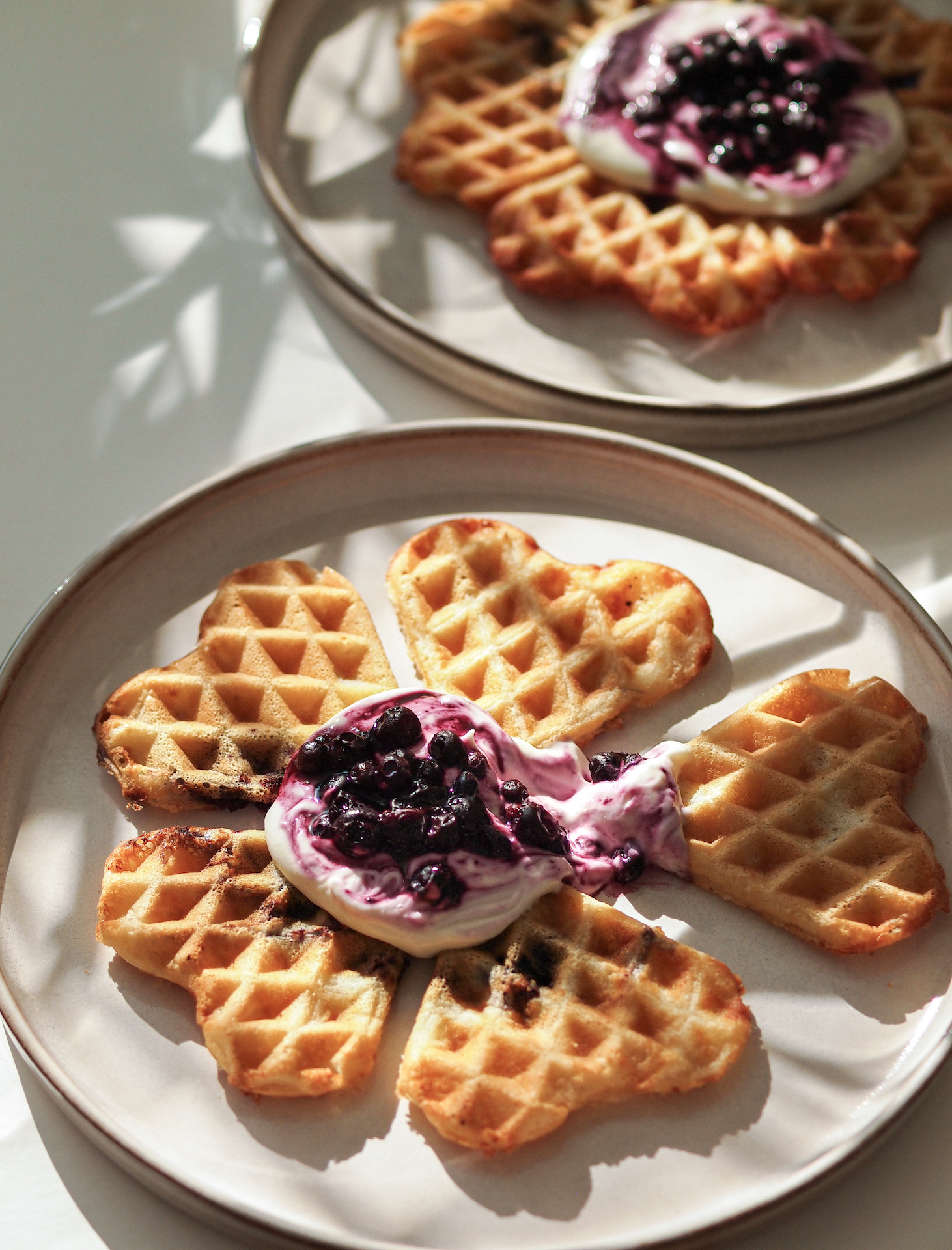 Vegan Lemon Blueberry Cheesecake Waffles