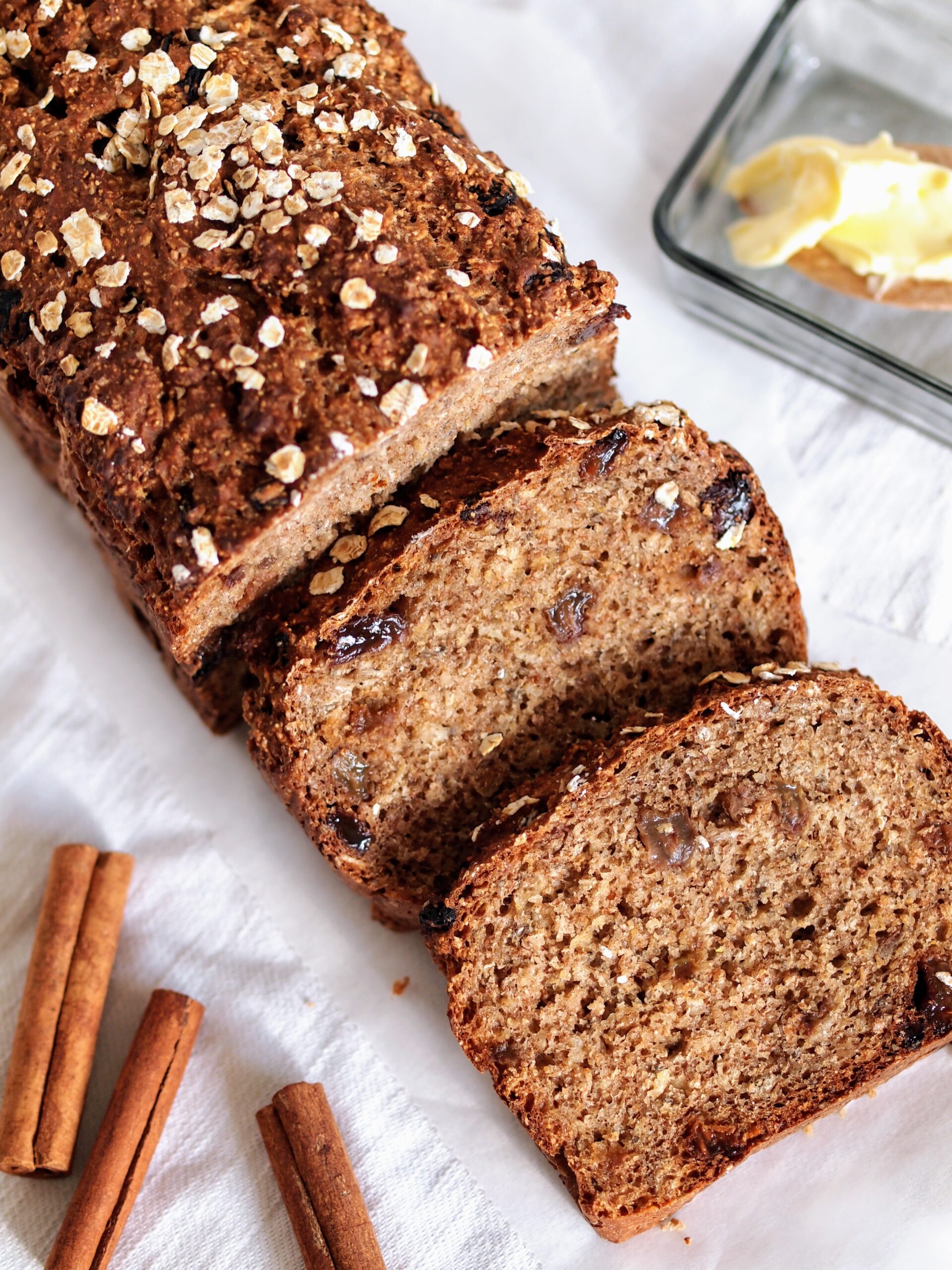 Healthy Vegan Cinnamon Raisin Bread – No Yeast or Kneading!