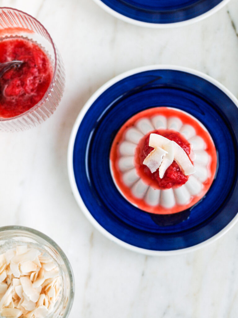 Vegan Strawberry Coconut Vanilla Panna Cotta