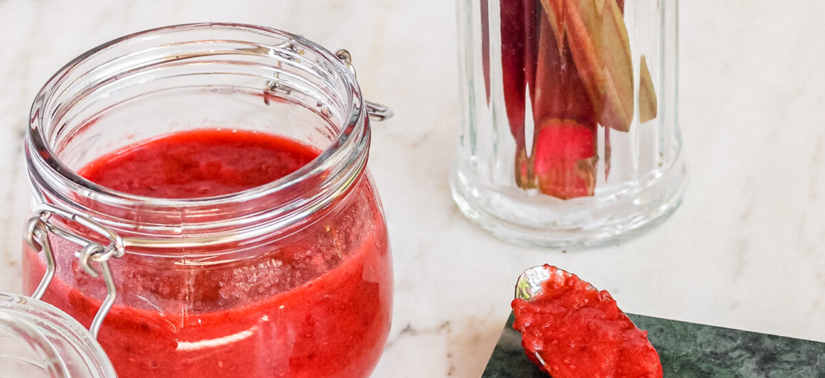 healthy strawberry rhubarb compote