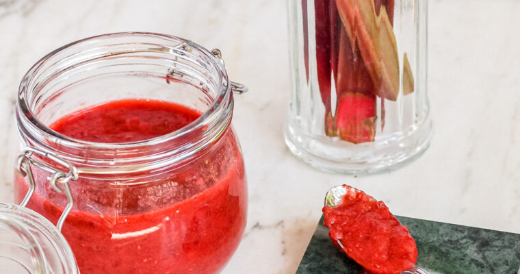 Healthy Strawberry Rhubarb Compote (Vegan and Refined Sugar Free)