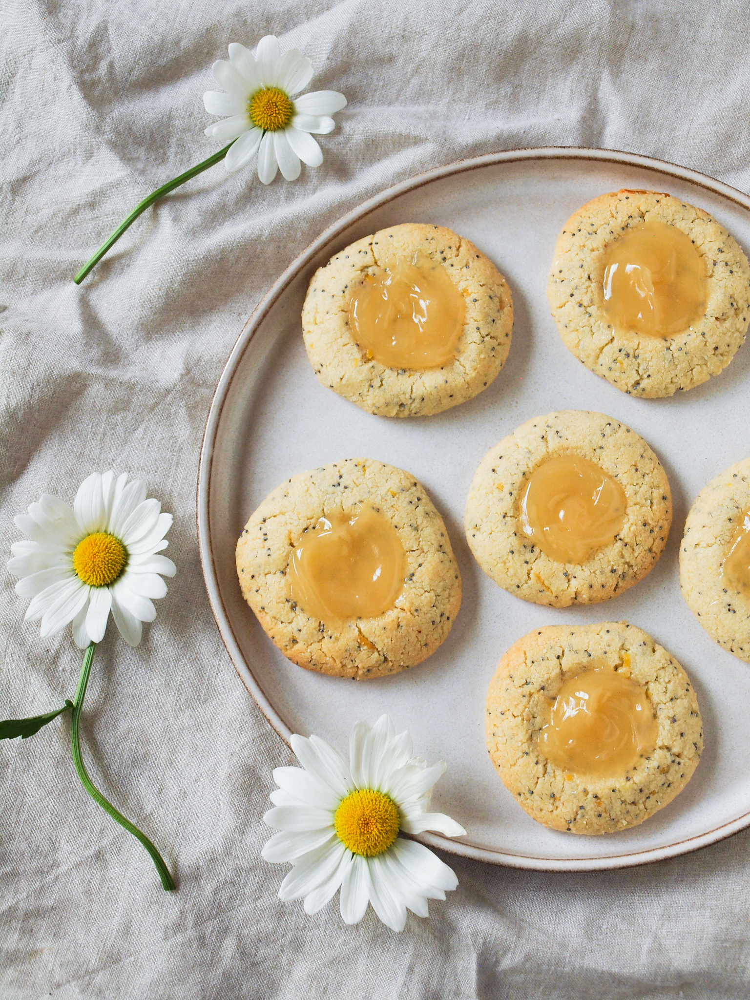 Healthier Lemon Poppy Seed Thumbprint Cookies (Vegan / Gluten Free)