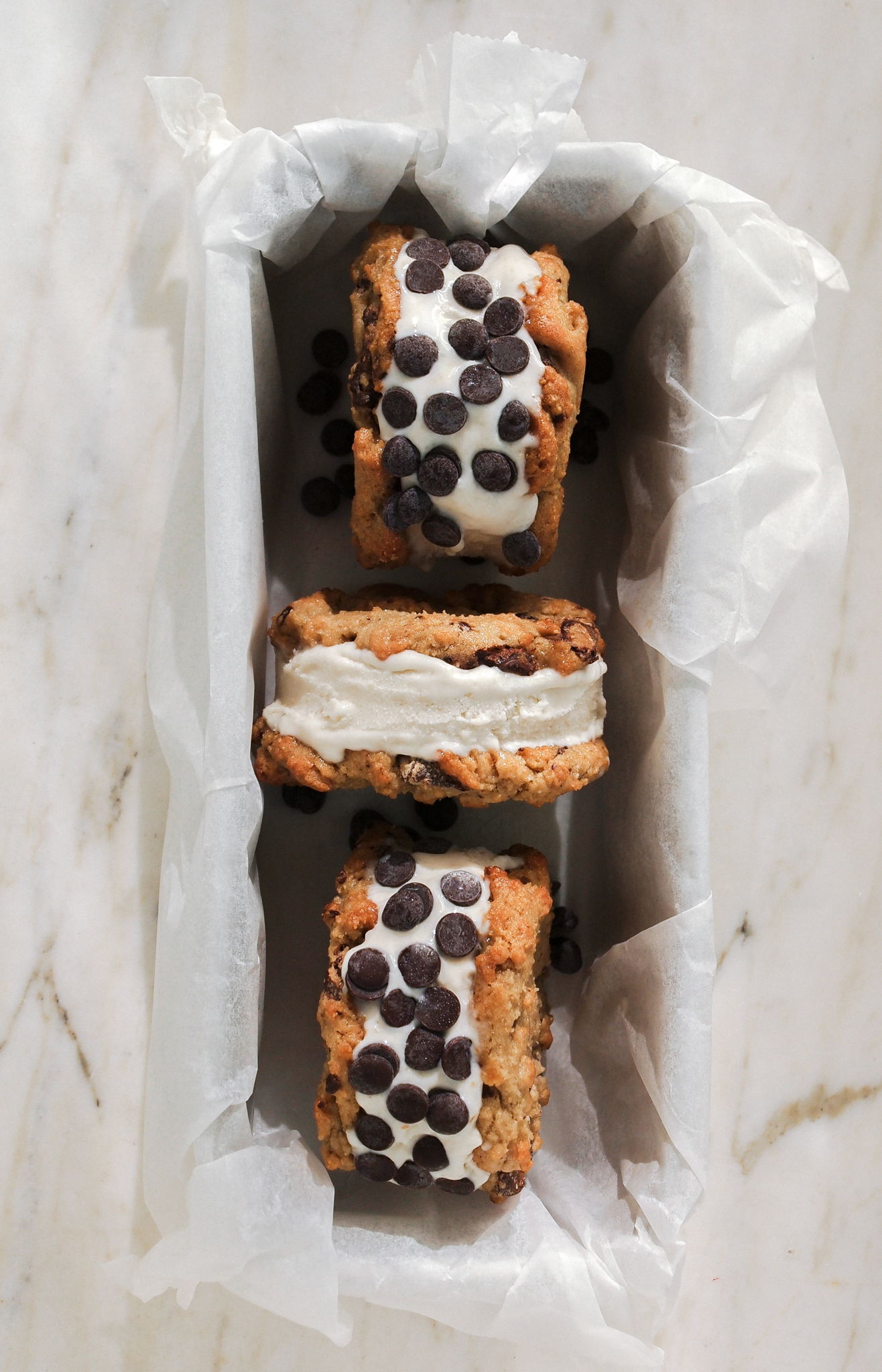 Seriously Delicious Vegan Tahini Chocolate Chunk Cookie Ice Cream Sandwich