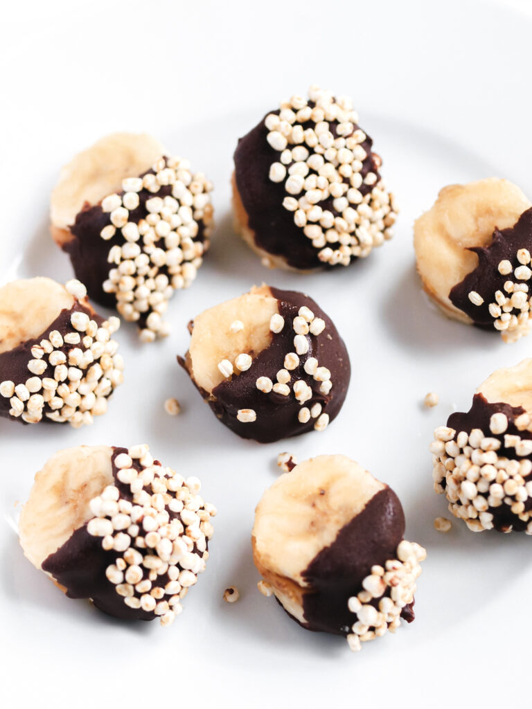 Healthy No-Bake Chocolate + Nut Butter Banana Candy Bites