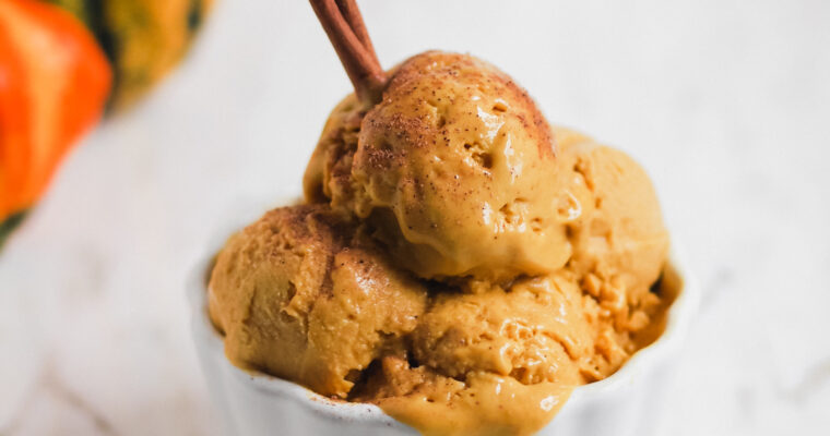 Healthier Vegan Pumpkin Ice Cream! Low-fat, NO coconut milk or cashews!