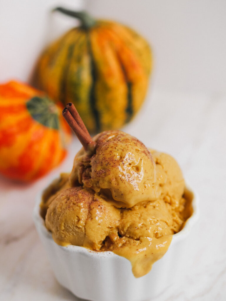 Healthier Vegan Pumpkin Ice Cream! Low-fat, NO coconut milk or cashews!