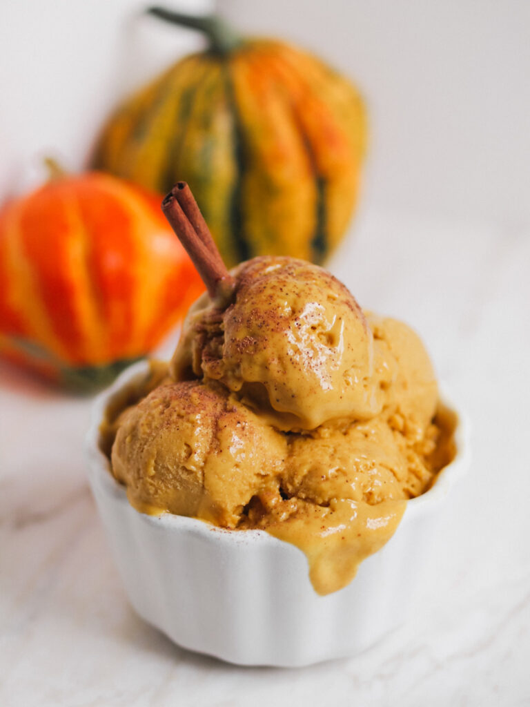 Healthier Vegan Pumpkin Ice Cream! Low-fat, NO coconut milk or cashews!