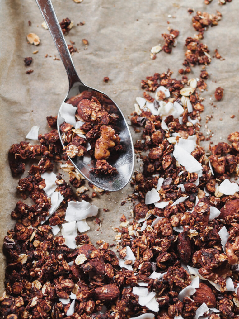 healthy chocolate tahini vegan granola