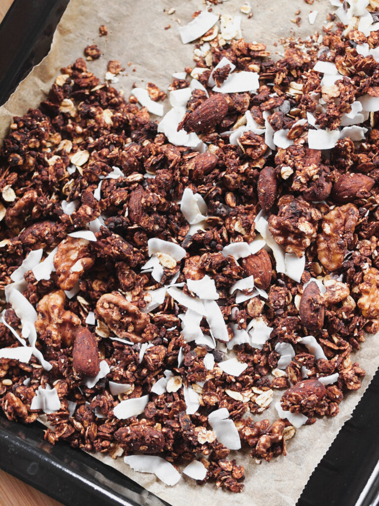 healthy chocolate tahini vegan granola