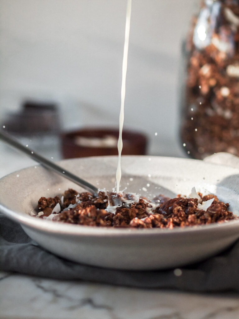 healthy chocolate tahini vegan granola