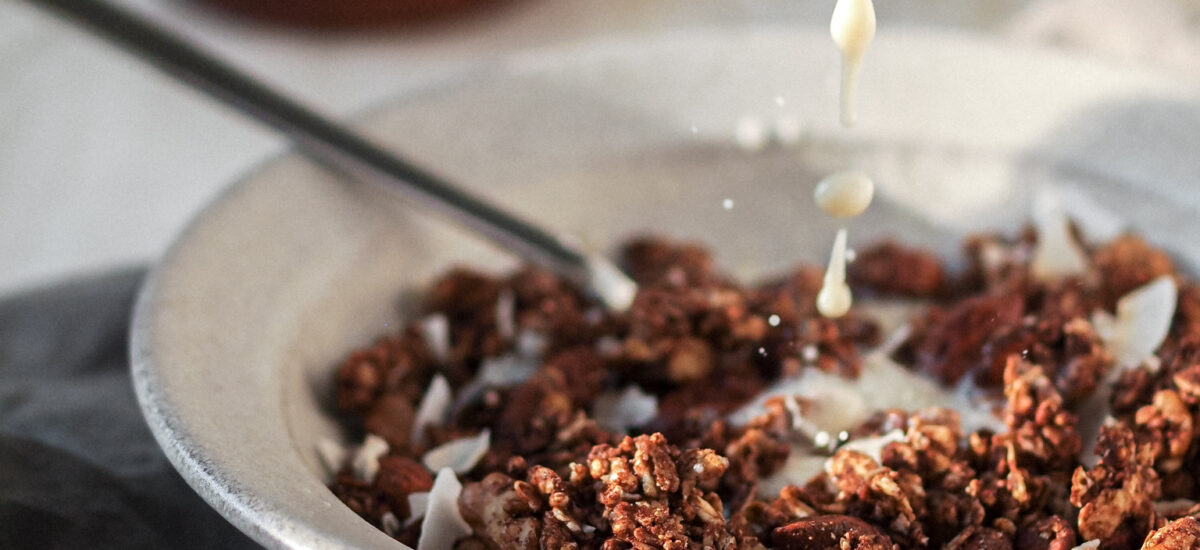 healthy chocolate tahini vegan granola