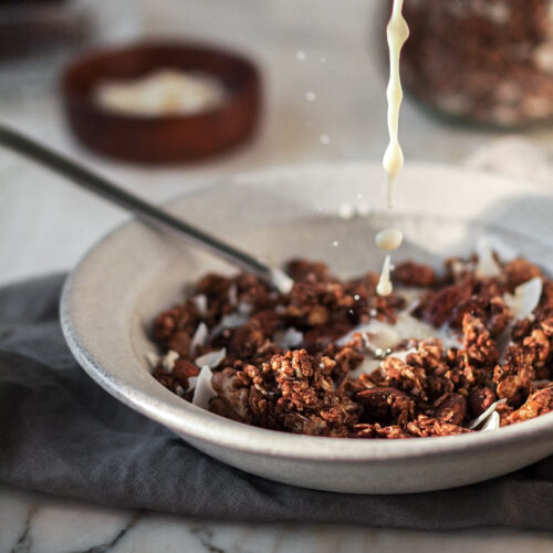 healthy chocolate tahini vegan granola