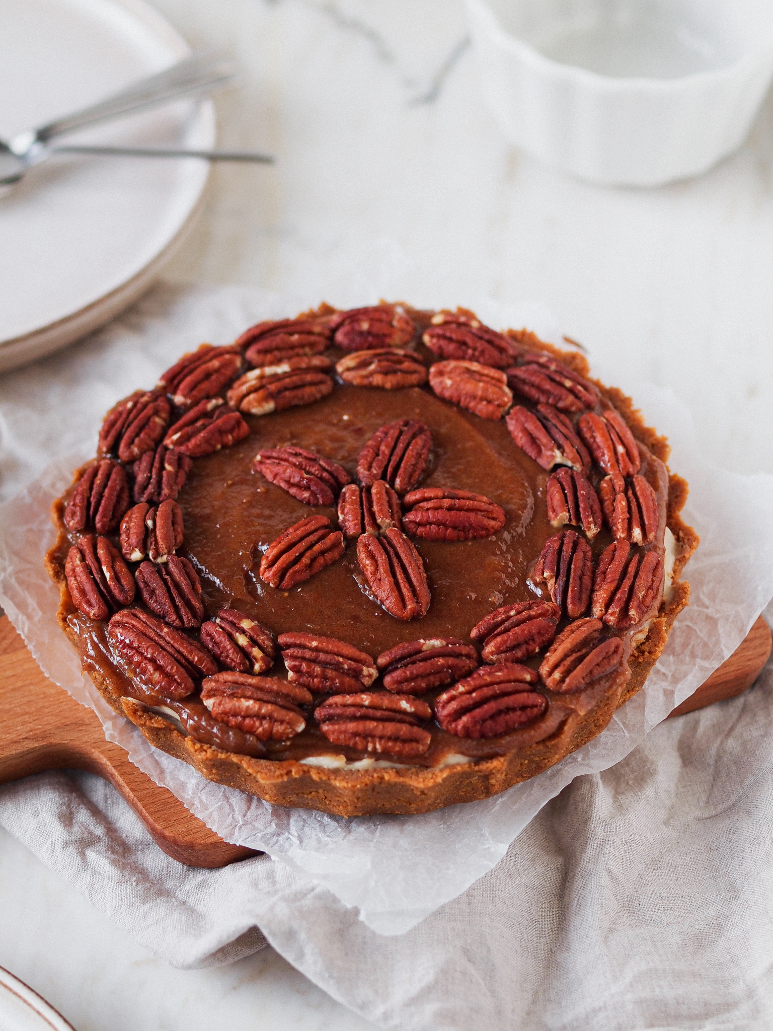 Healthier Vegan Pecan Caramel Cheesecake – No Bake