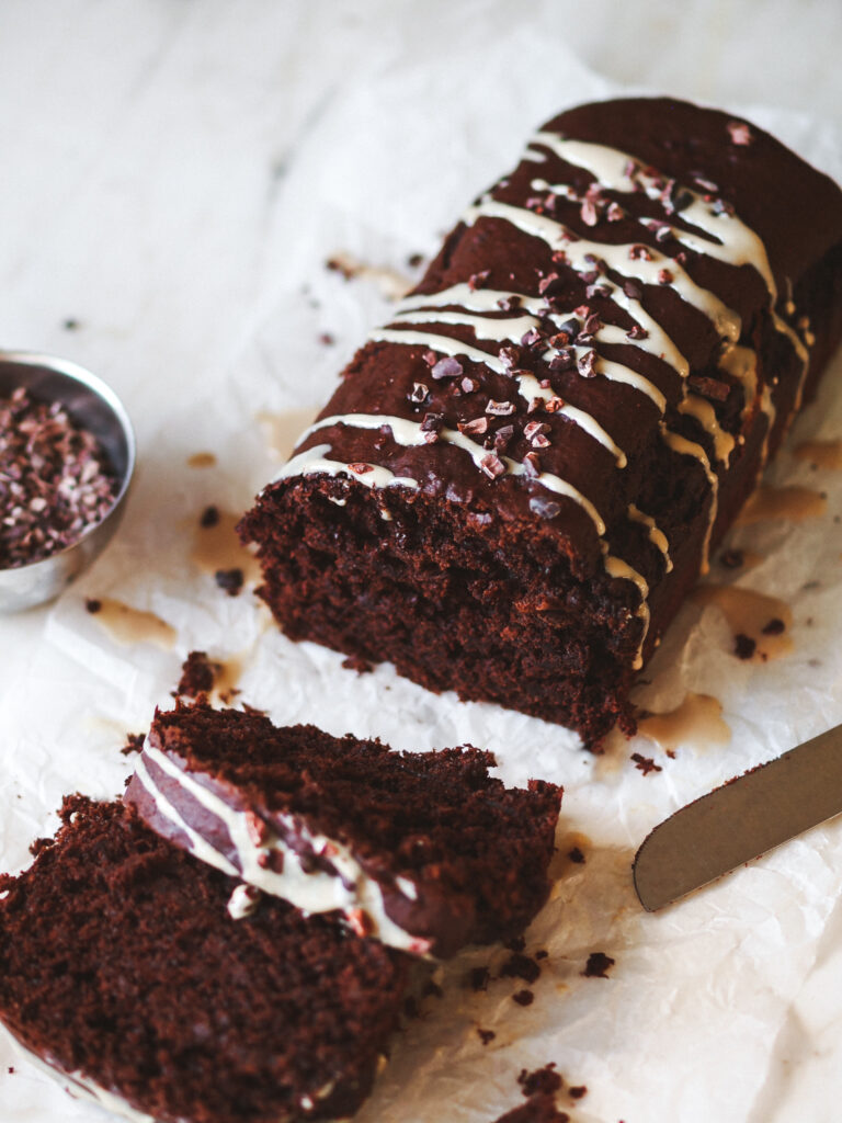 healthy chocolate tahini vegan banana bread