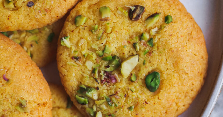 Vegan Saffron Cookies With Pistachios and Orange Zest