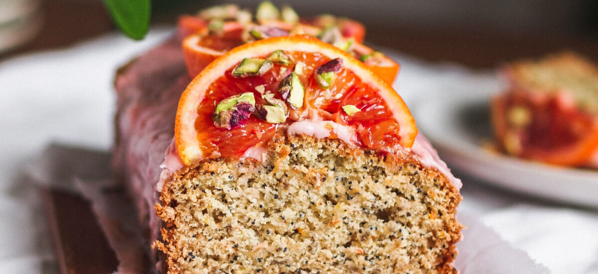 Vegan Blood Orange Cardamom Poppy Seed Cake