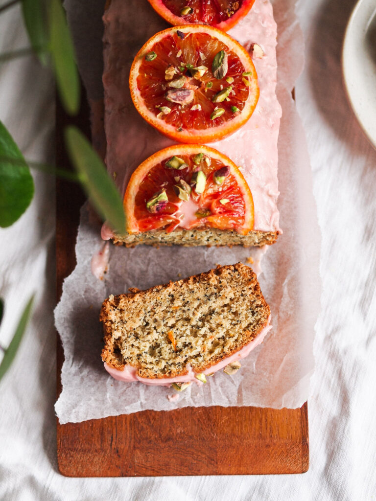 Vegan Blood Orange Cardamom Poppy Seed Cake