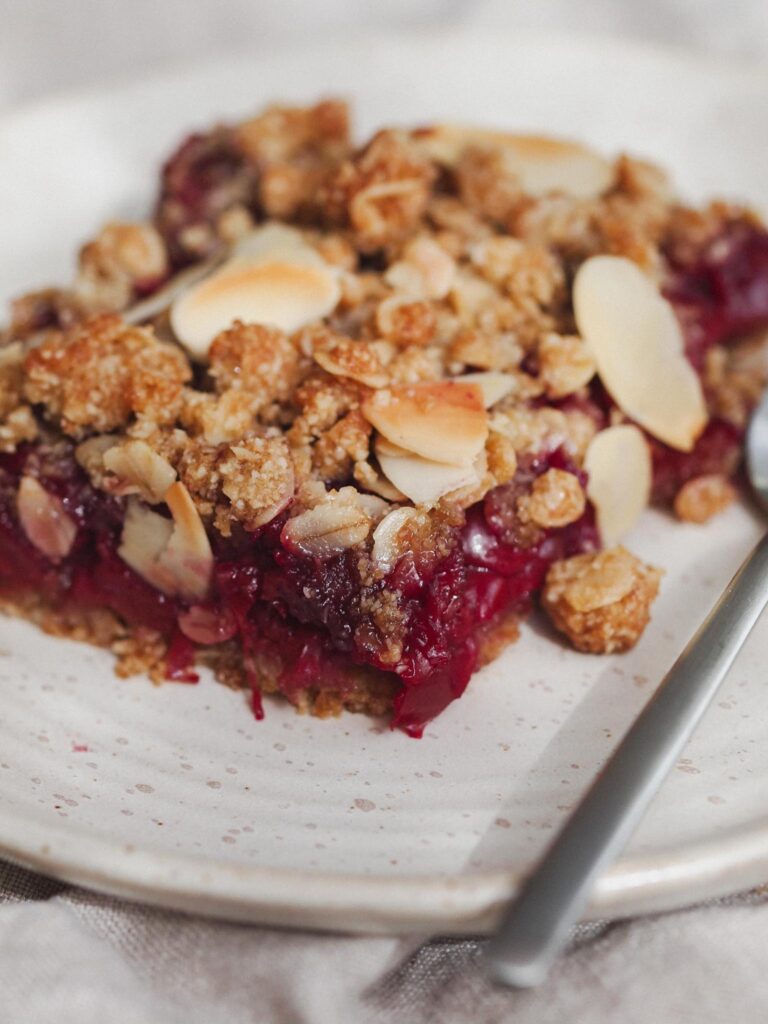 Healthy Cherry Almond Vegan Crumble Bars