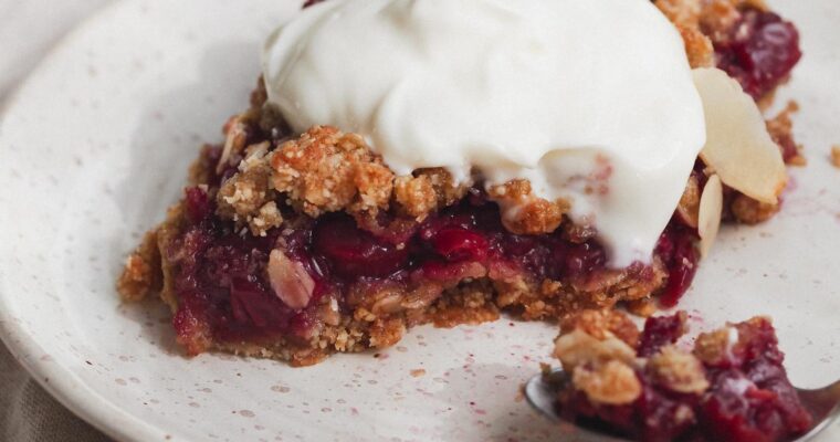 Healthy Cherry Almond Vegan Crumble Bars (Gluten free)