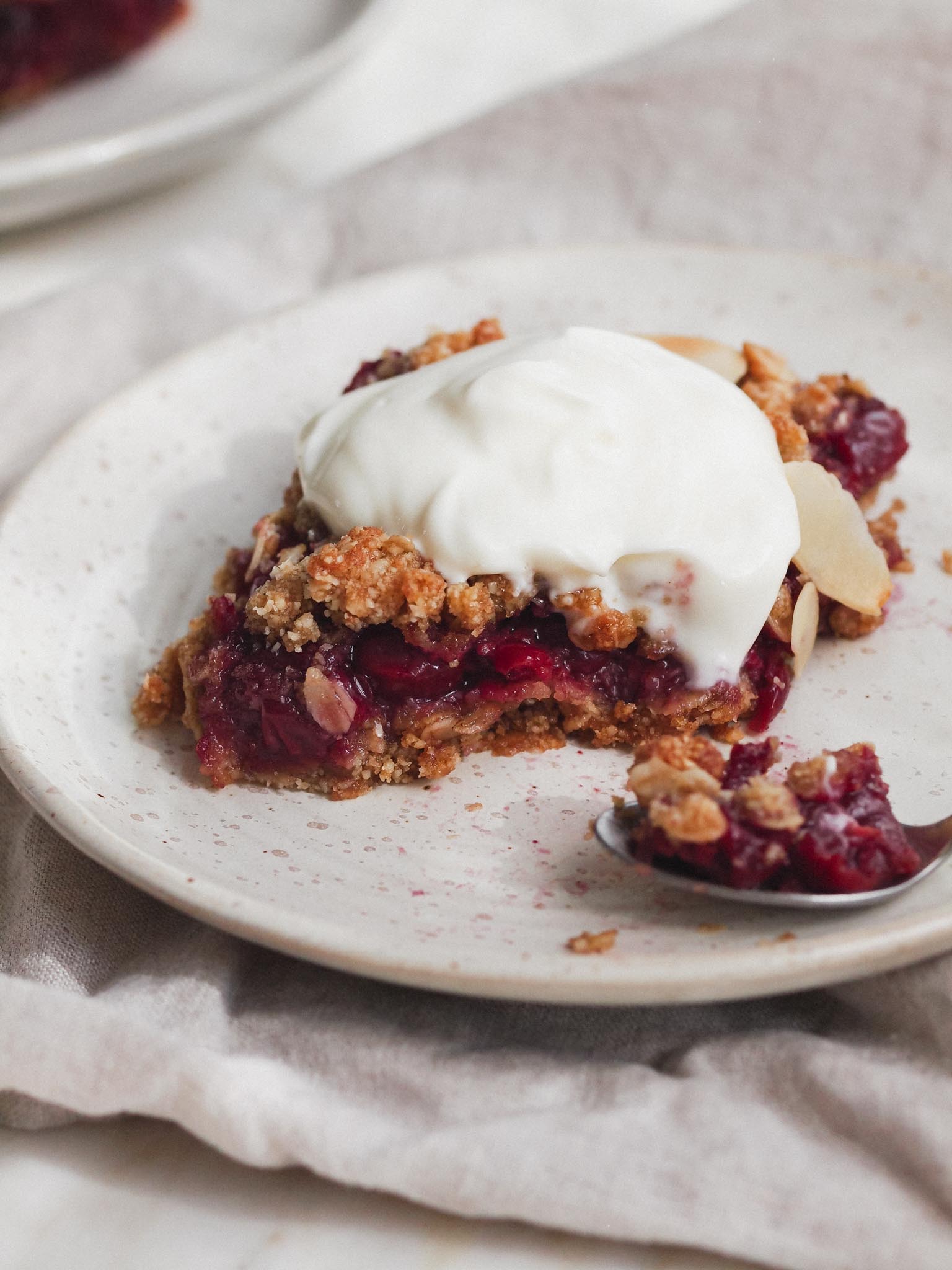 Healthy Cherry Almond Vegan Crumble Bars (Gluten free)