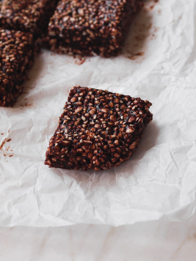 Healthy Chocolate Tahini Date Puff Squares 