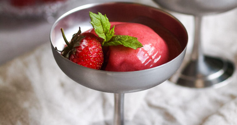Refreshing Strawberry Sorbet with Mint and Lime