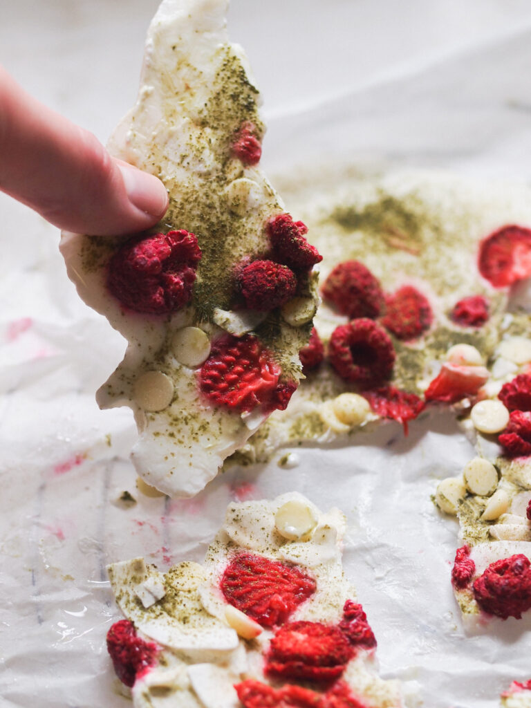 healthy matcha coconut yogurt bark