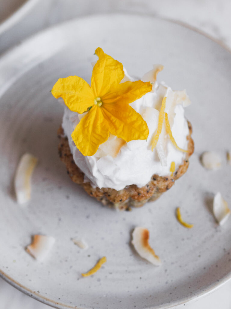 Lemon Poppy Seed Vegan Cupcakes with Coconut Frosting