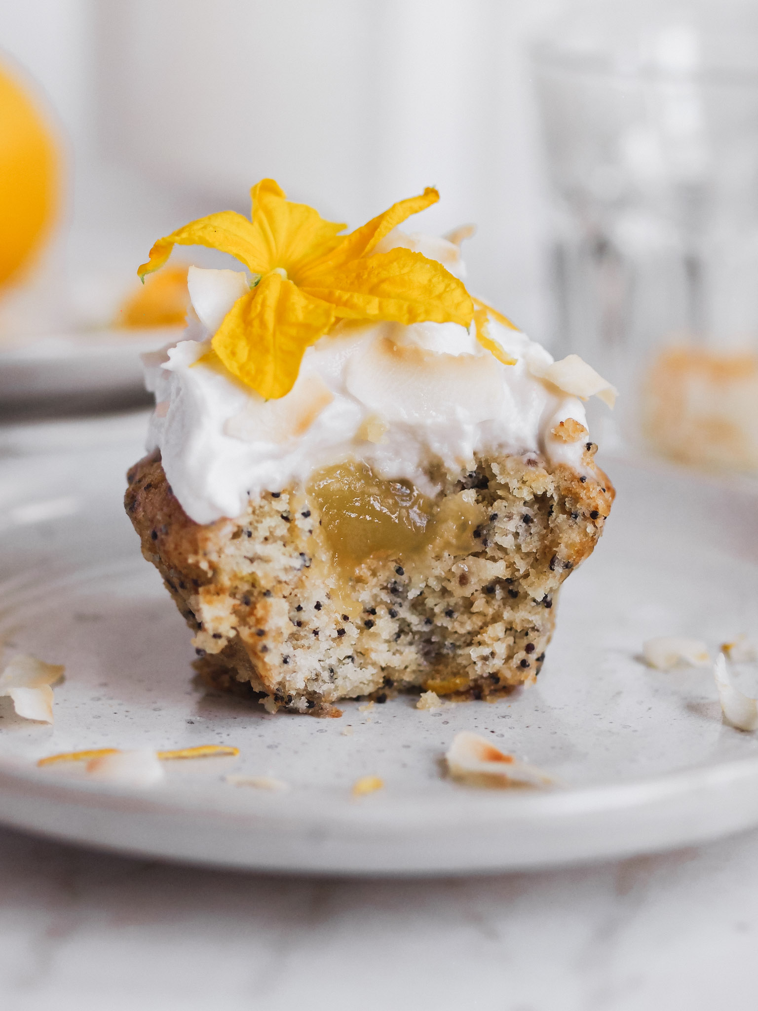 Lemon Poppy Seed Vegan Cupcakes with Coconut Frosting