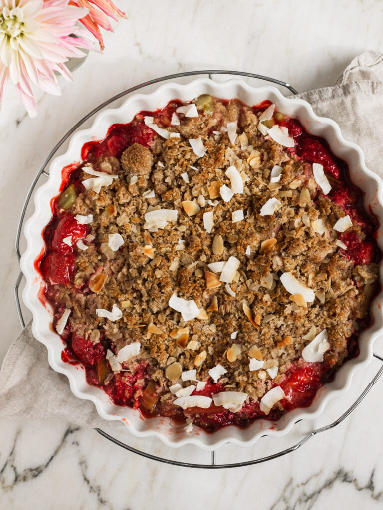 Healthier Strawberry Rhubarb Vegan Crumble