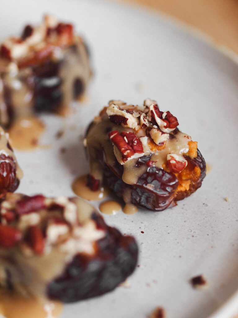 Maple Caramel Pumpkin Spice Dates healthy vegan snack