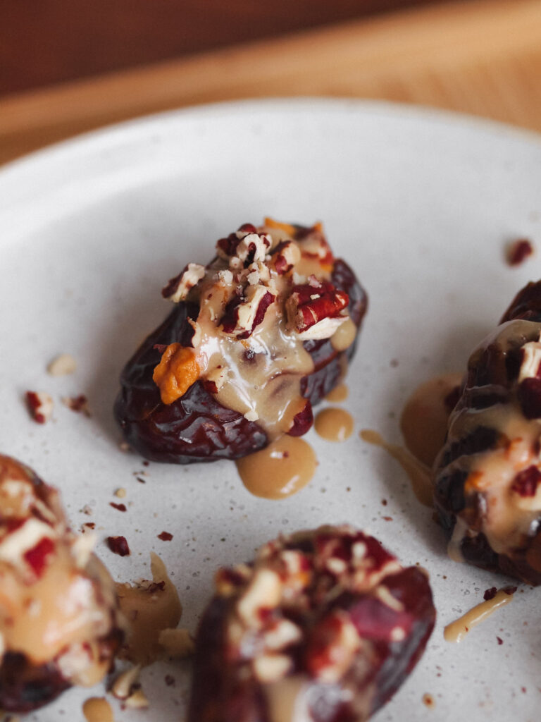 Maple Caramel Pumpkin Spice Dates healthy vegan snack