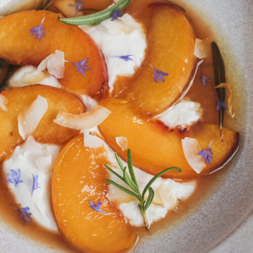 rosemary caramelised peaches