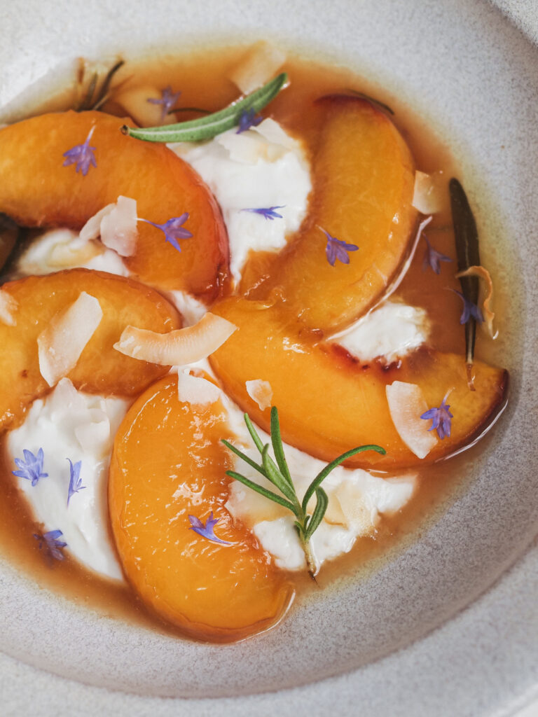 rosemary caramelised peaches