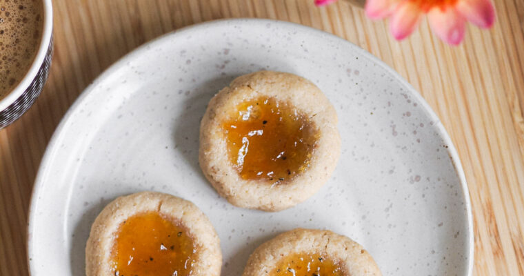 Healthy Cardamom Vanilla Yellow Plum Thumbprint Cookies (Vegan + Gluten Free)