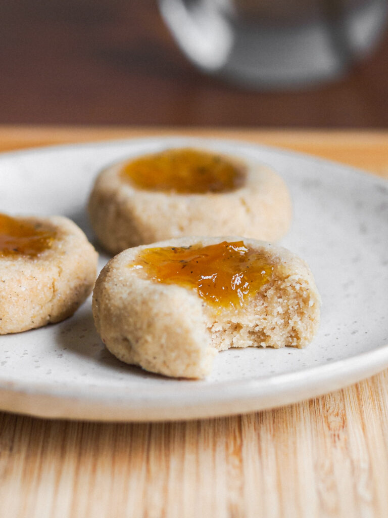 Healthy Cardamom Vanilla Yellow Plum Thumbprint Cookies