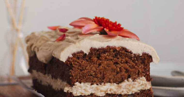 Vegan Maple Pecan Apple Cake with Maple Frosting