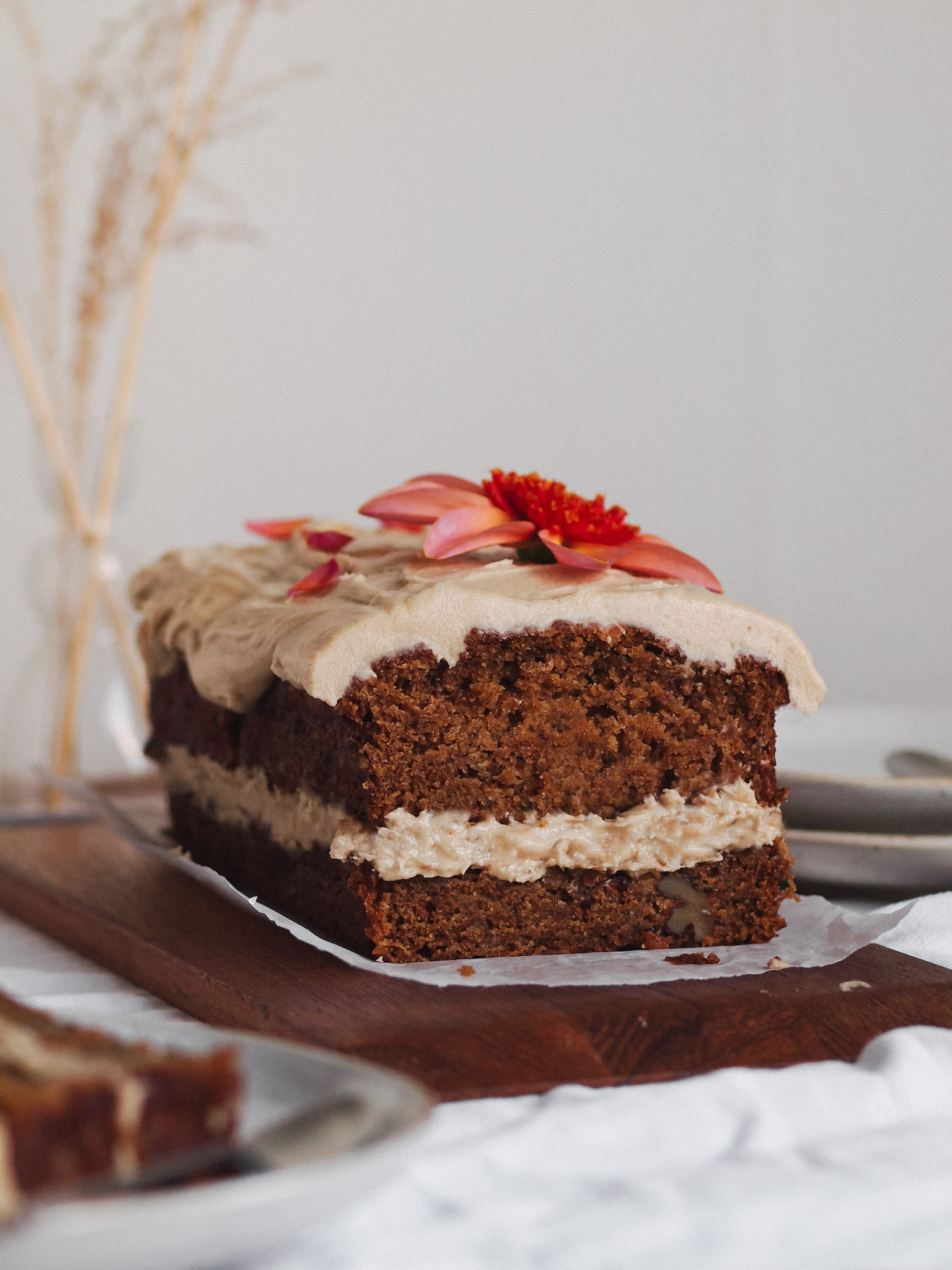 Vegan Maple Pecan Apple Cake with Maple Frosting