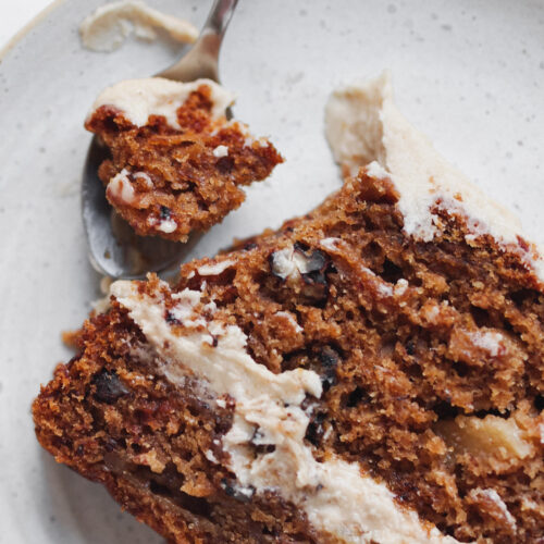 Vegan Maple Pecan Apple Cake with Maple Frosting