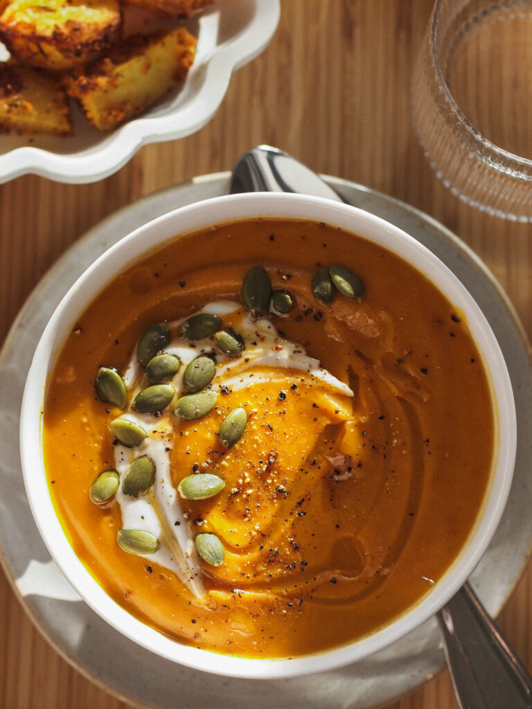 Creamy Roasted Butternut Squash And Tomato Soup With Vegan Protein ...