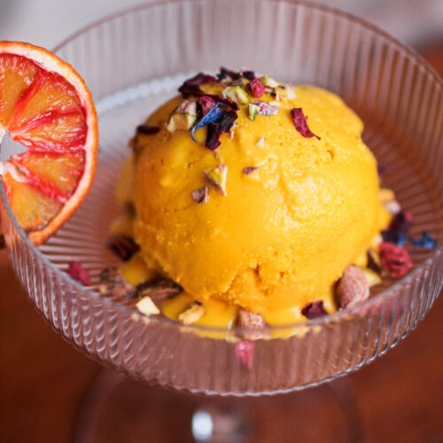 Blood Orange Saffron Vegan Ice Cream with Pistachios