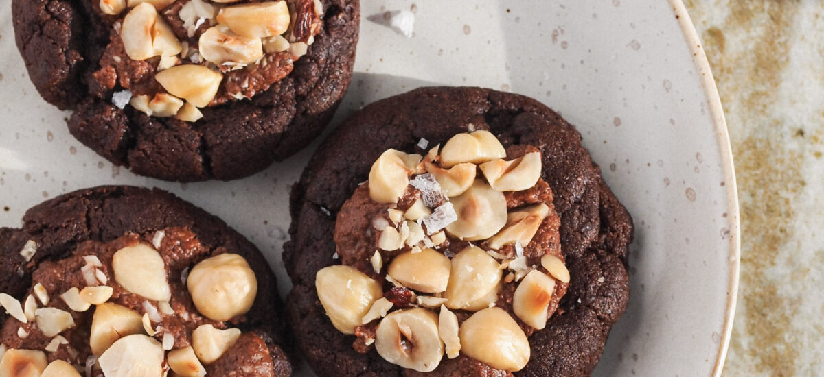 Chocolate Hazelnut Fudgy Vegan Cookies