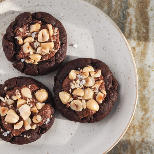 Chocolate Hazelnut Fudgy Vegan Cookies