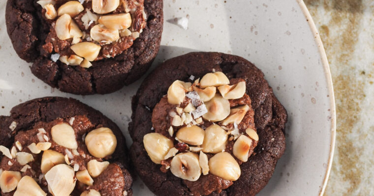 Chocolate Hazelnut Fudgy Vegan Cookies