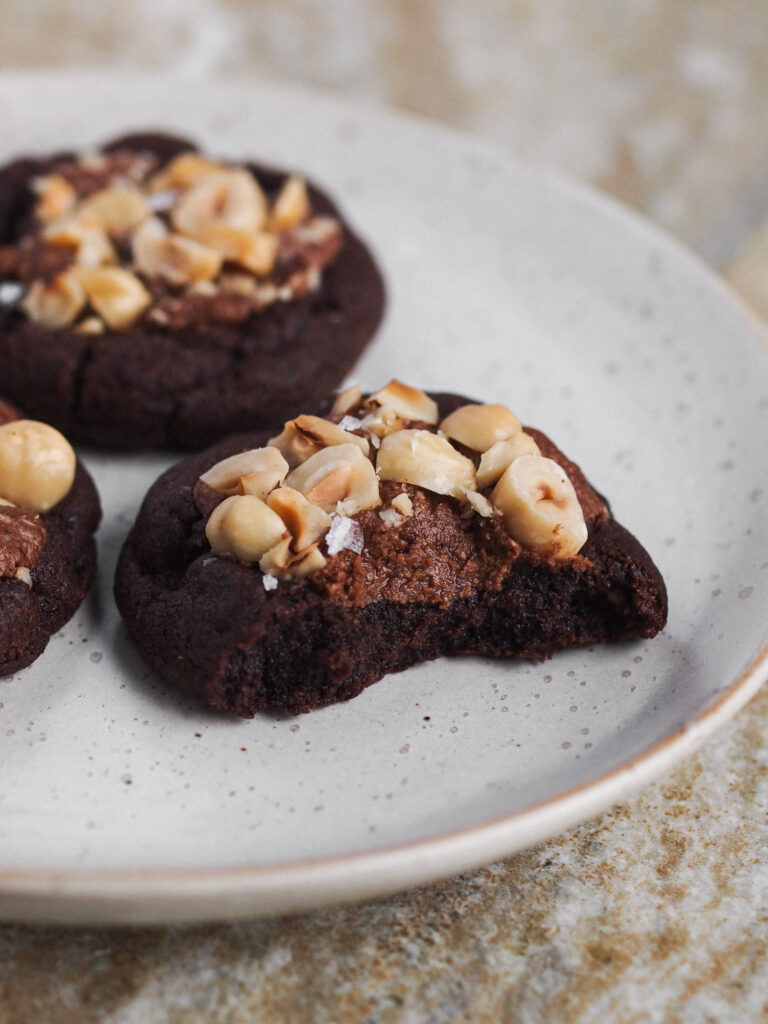 Chocolate Hazelnut Fudgy Vegan Cookies