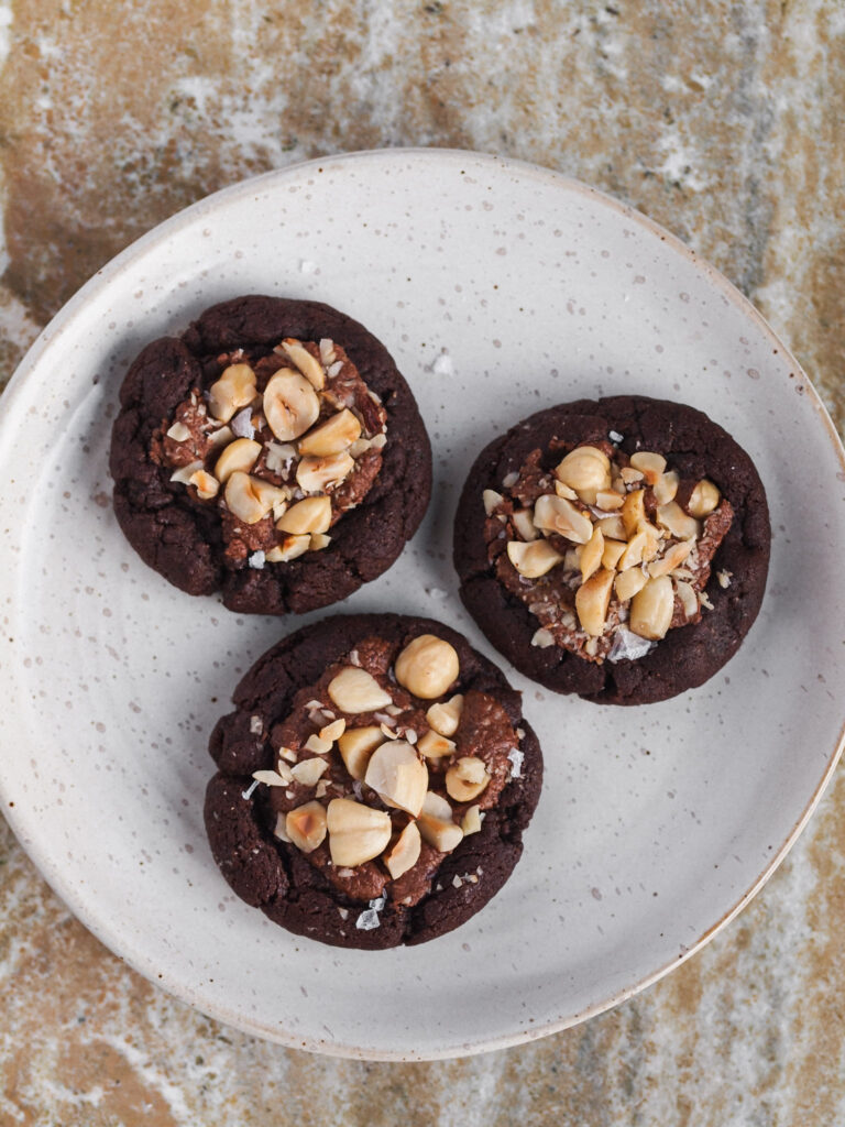 Chocolate Hazelnut Fudgy Vegan Cookies