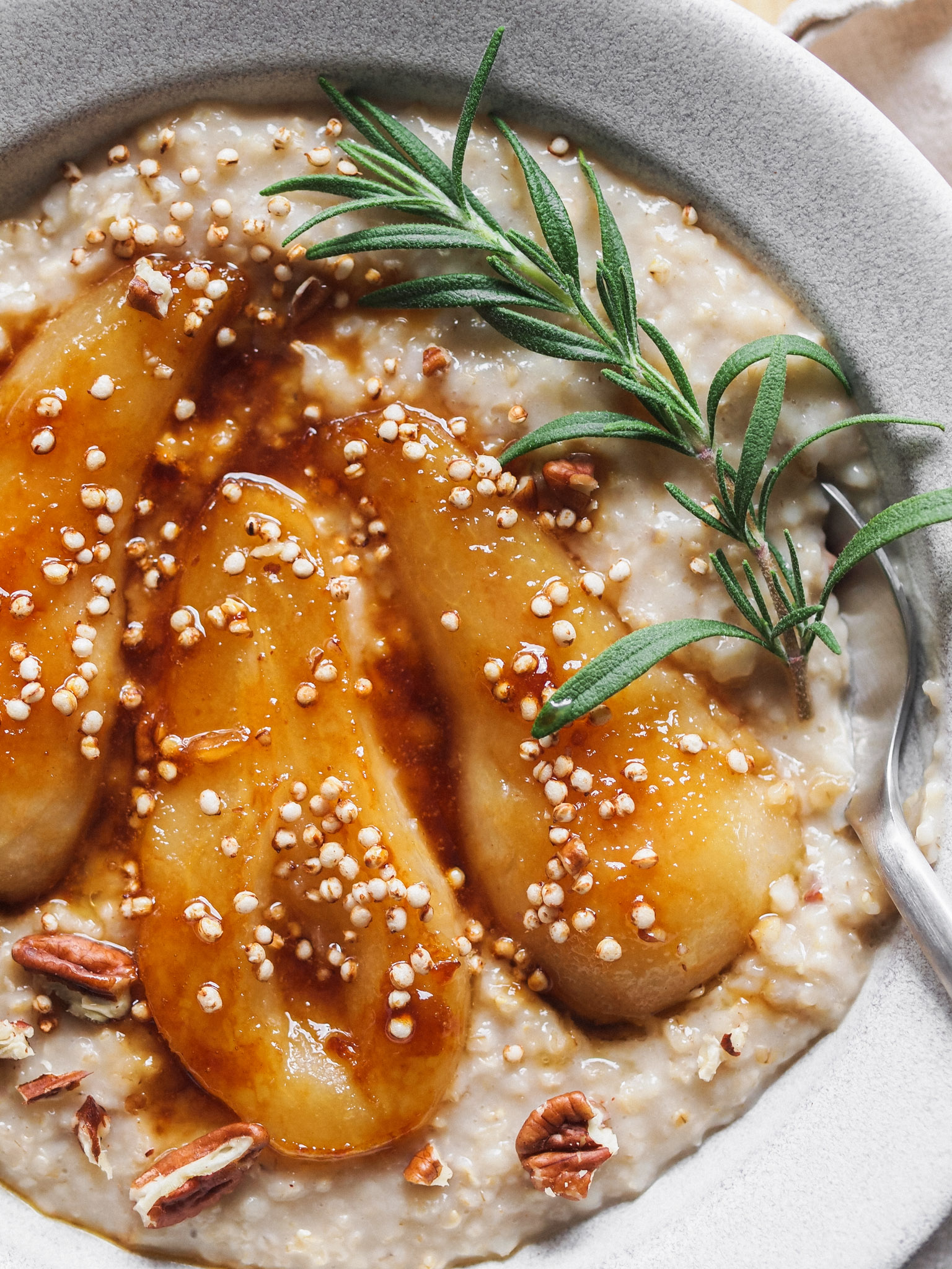 Rosemary Caramelised Pear Vegan Oatmeal