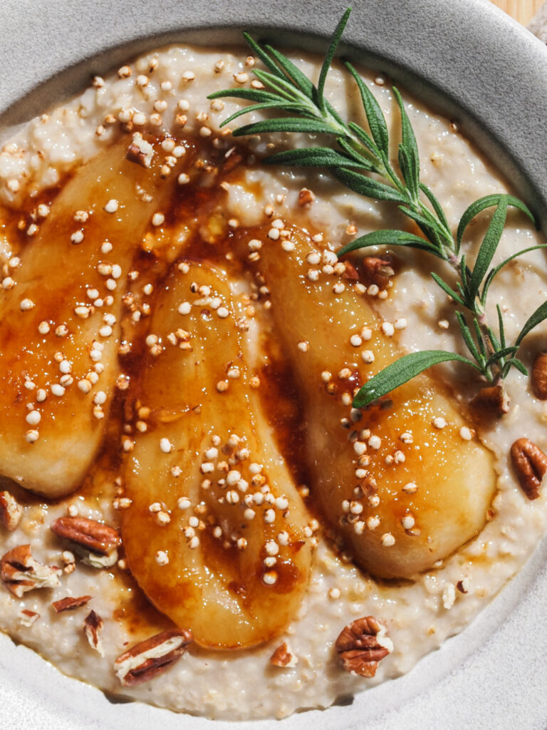 Rosemary Caramelised Pear Vegan Oatmeal