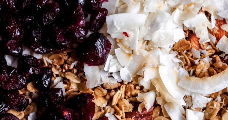 Cardamom Coconut Cranberry Healthy Granola (Gluten Free + Vegan)