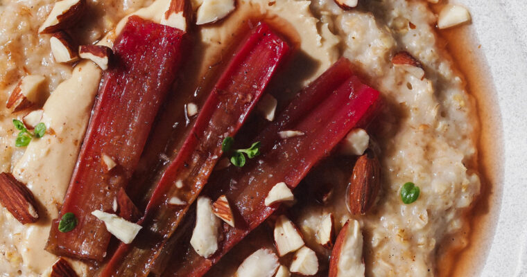 Cardamom Roasted Rhubarb Healthy Steel Cut Oatmeal